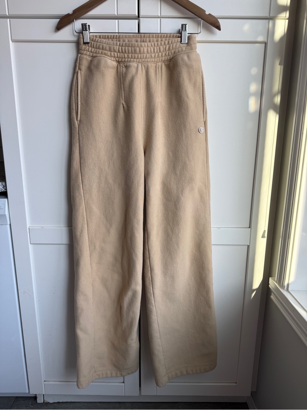 Champion Reverse Weave Women’s XS Beige High Waisted Wide Leg Sweatpants